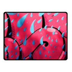 Graffiti Watermelon Pink With Light Blue Drops Retro Double Sided Fleece Blanket (small)  by genx