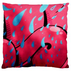 Graffiti Watermelon Pink With Light Blue Drops Retro Large Flano Cushion Case (two Sides) by genx