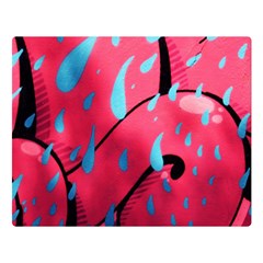 Graffiti Watermelon Pink With Light Blue Drops Retro Double Sided Flano Blanket (large)  by genx