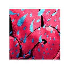 Graffiti Watermelon Pink With Light Blue Drops Retro Small Satin Scarf (square) by genx