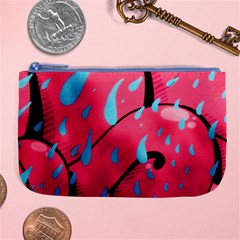 Graffiti Watermelon Pink With Light Blue Drops Retro Large Coin Purse by genx