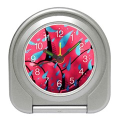 Graffiti Watermelon Pink With Light Blue Drops Retro Travel Alarm Clock by genx