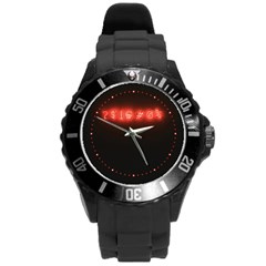 Neon Streetlight Bar Urban Not Happy Cursing Mad Funny Symbols Round Plastic Sport Watch (l) by genx