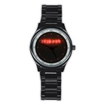 Neon streetlight bar urban not happy cursing mad funny symbols Stainless Steel Round Watch Front