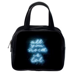 Party Night Bar Blue Neon Light Quote All You Need Is Lol Classic Handbag (one Side) by genx