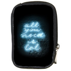 Party Night Bar Blue Neon Light Quote All You Need Is Lol Compact Camera Leather Case by genx