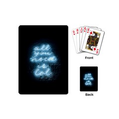 Party Night Bar Blue Neon Light Quote All You Need Is Lol Playing Cards (mini) by genx