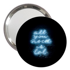 Party Night Bar Blue Neon Light Quote All You Need Is Lol 3  Handbag Mirror by genx