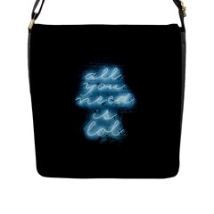 Party Night Bar Blue Neon Light Quote All You Need Is Lol Flap Closure Messenger Bag (l) by genx