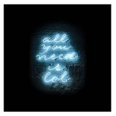 Party Night Bar Blue Neon Light Quote All You Need Is Lol Large Satin Scarf (square) by genx