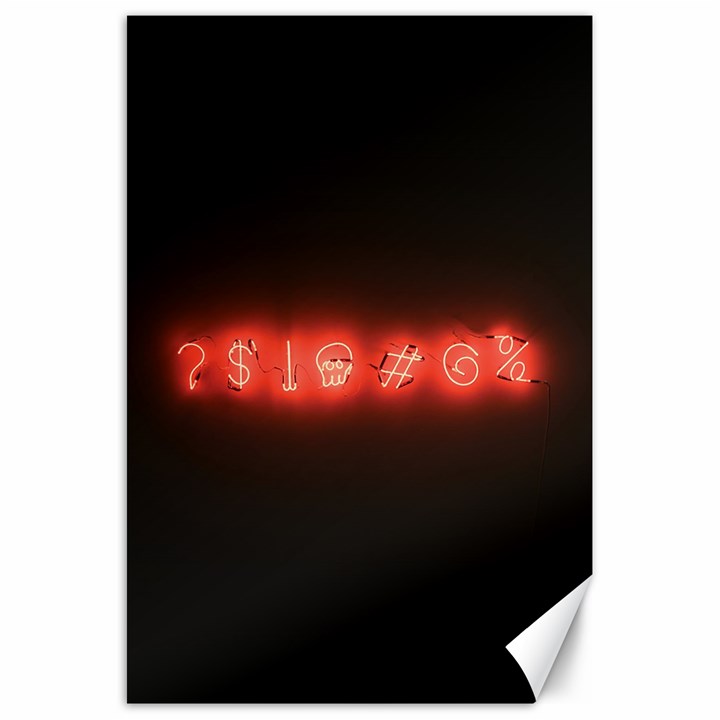 Neon streetlight bar urban not happy cursing mad funny symbols Canvas 20  x 30 