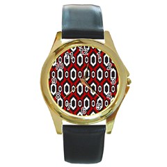 Decorative Pattern Round Gold Metal Watch by Valentinaart