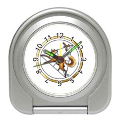 Fox & Sparrow - Gold Discus - By Larenard Travel Alarm Clock by LaRenard