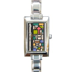 Door Stained Glass Stained Glass Rectangle Italian Charm Watch by Pakrebo