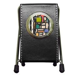 Door Stained Glass Stained Glass Pen Holder Desk Clock by Pakrebo