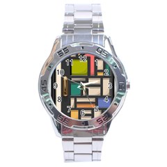 Door Stained Glass Stained Glass Stainless Steel Analogue Watch by Pakrebo