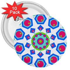 Mandala Geometric Design Pattern 3  Buttons (10 Pack)  by Pakrebo