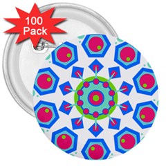 Mandala Geometric Design Pattern 3  Buttons (100 Pack)  by Pakrebo