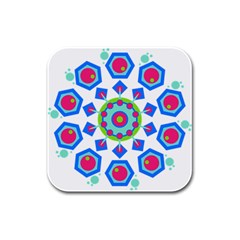 Mandala Geometric Design Pattern Rubber Square Coaster (4 Pack)  by Pakrebo