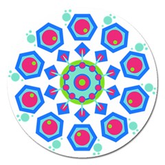 Mandala Geometric Design Pattern Magnet 5  (round) by Pakrebo