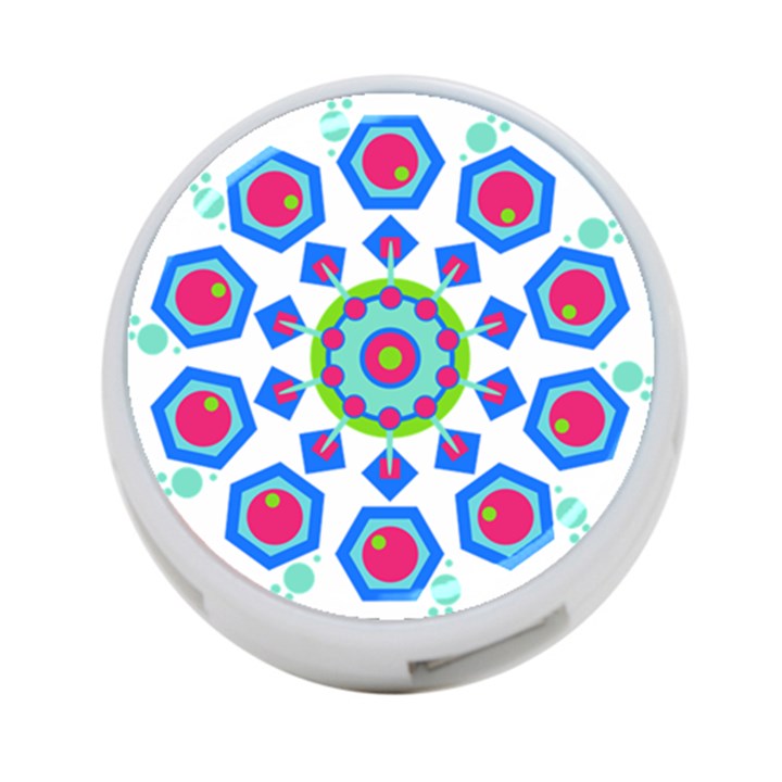 Mandala Geometric Design Pattern 4-Port USB Hub (Two Sides)