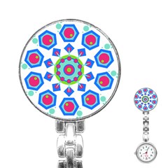 Mandala Geometric Design Pattern Stainless Steel Nurses Watch by Pakrebo