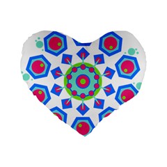 Mandala Geometric Design Pattern Standard 16  Premium Flano Heart Shape Cushions by Pakrebo