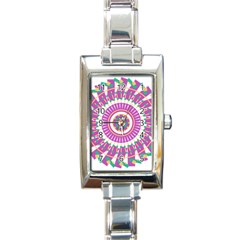 Mandala Geometric Pattern Shapes Rectangle Italian Charm Watch by Pakrebo