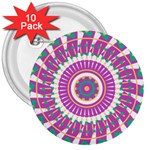 Mandala Geometric Pattern Shapes 3  Buttons (10 pack)  Front