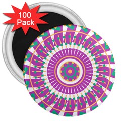 Mandala Geometric Pattern Shapes 3  Magnets (100 Pack) by Pakrebo