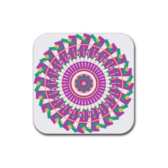 Mandala Geometric Pattern Shapes Rubber Coaster (square)  by Pakrebo