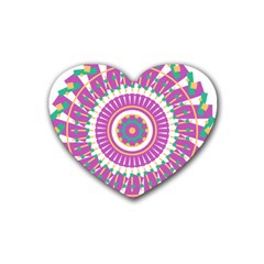 Mandala Geometric Pattern Shapes Heart Coaster (4 Pack)  by Pakrebo