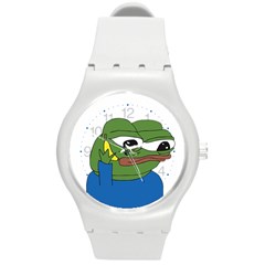 Apu Apustaja With Banana Phone Wall Eyed Pepe The Frog Kekistan Round Plastic Sport Watch (m)