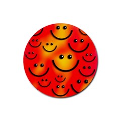 Smile Smiling Face Happy Cute Rubber Round Coaster (4 Pack)  by Pakrebo