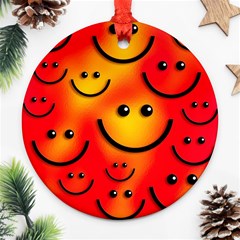 Smile Smiling Face Happy Cute Round Ornament (two Sides) by Pakrebo