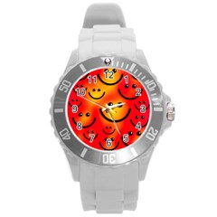 Smile Smiling Face Happy Cute Round Plastic Sport Watch (l) by Pakrebo