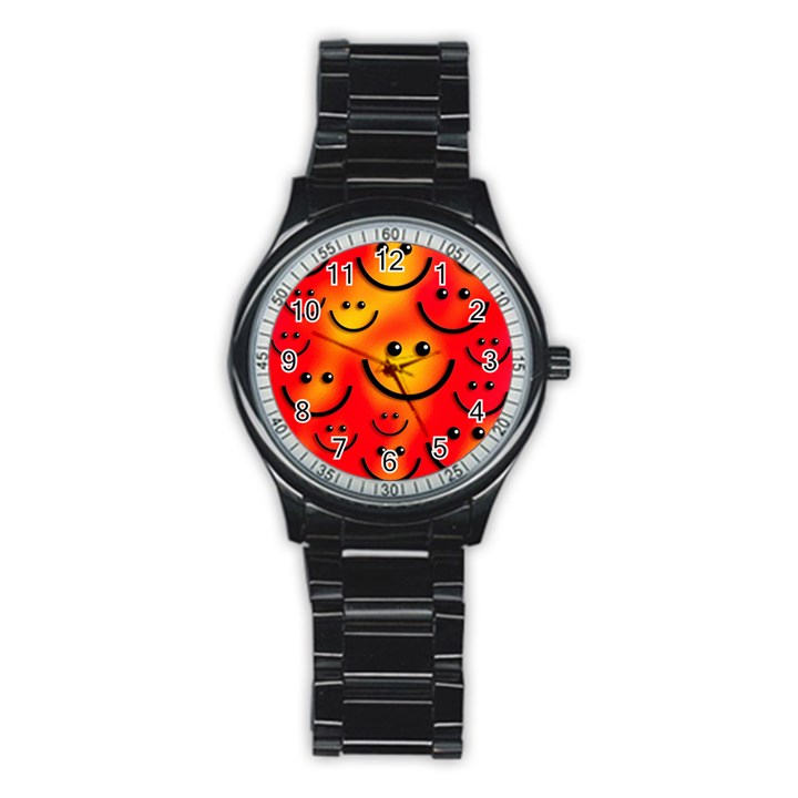 Smile Smiling Face Happy Cute Stainless Steel Round Watch