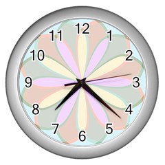 Flower Stained Glass Window Symmetry Wall Clock (silver) by Pakrebo