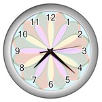 Flower Stained Glass Window Symmetry Wall Clock (Silver) Front