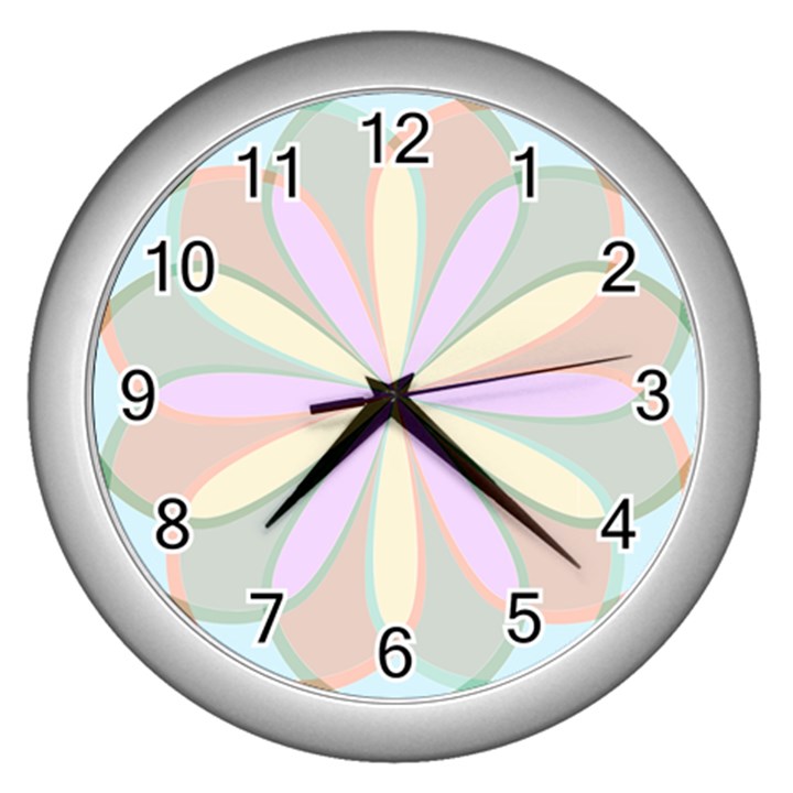 Flower Stained Glass Window Symmetry Wall Clock (Silver)