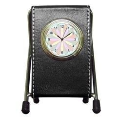 Flower Stained Glass Window Symmetry Pen Holder Desk Clock by Pakrebo