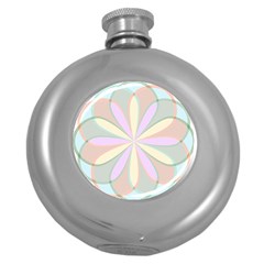 Flower Stained Glass Window Symmetry Round Hip Flask (5 Oz) by Pakrebo