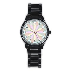 Flower Stained Glass Window Symmetry Stainless Steel Round Watch by Pakrebo