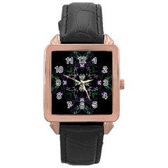 Fractal Fractal Art Texture Rose Gold Leather Watch  by Pakrebo