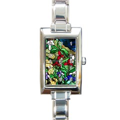 Stained Glass Art Window Church Rectangle Italian Charm Watch by Pakrebo