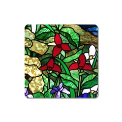 Stained Glass Art Window Church Square Magnet by Pakrebo