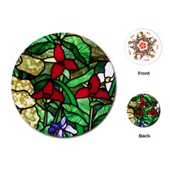 Stained Glass Art Window Church Playing Cards (round) by Pakrebo