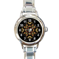 Fractal Stained Glass Ornate Round Italian Charm Watch by Pakrebo