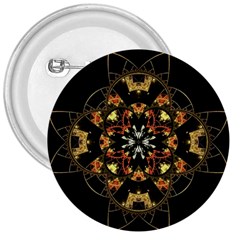 Fractal Stained Glass Ornate 3  Buttons by Pakrebo