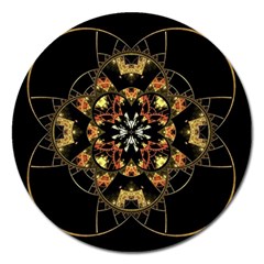 Fractal Stained Glass Ornate Magnet 5  (round) by Pakrebo